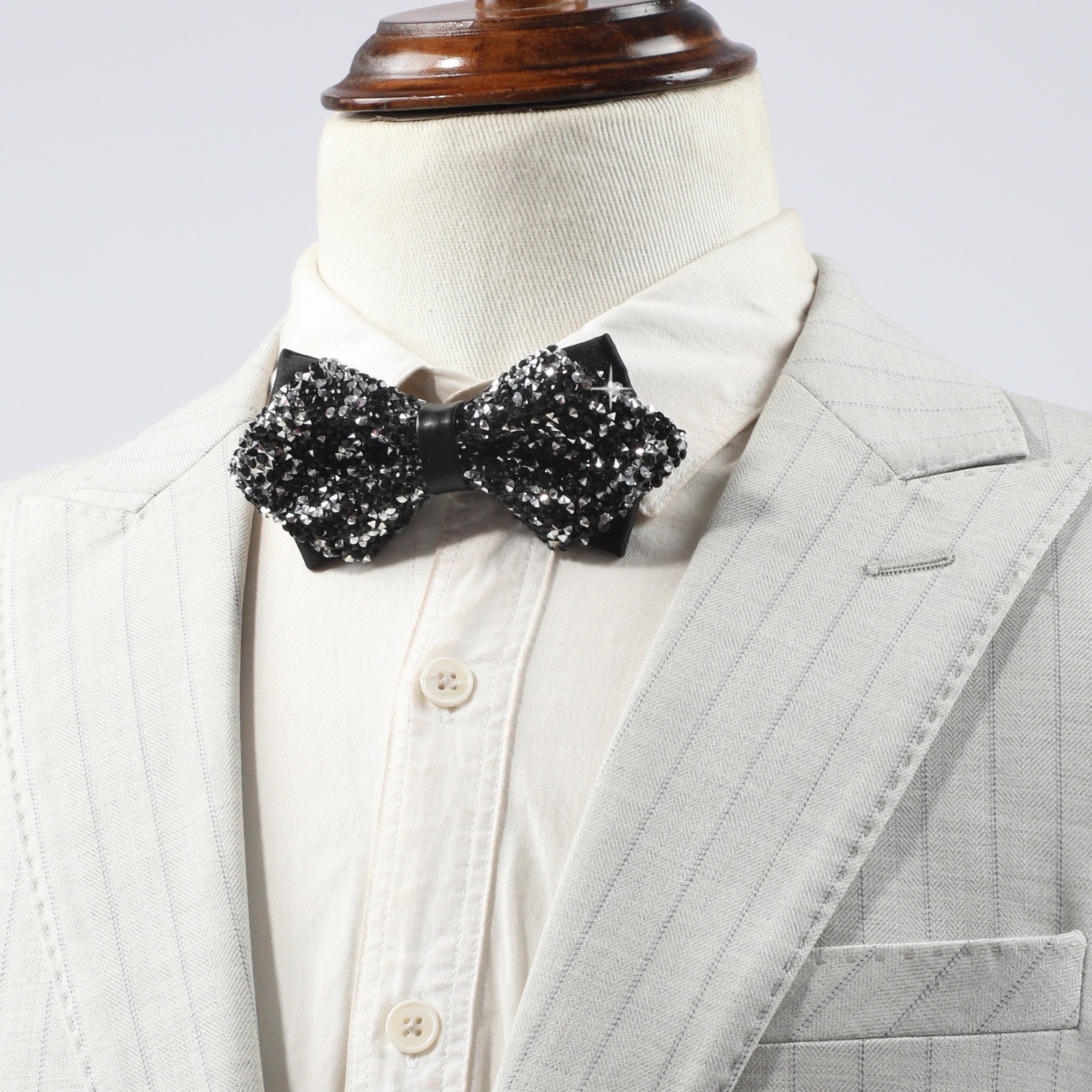 Rhinestone Gypsophila Double Layer Bow Tie For Men