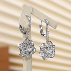 Zircon Flower Shape Hook Earrings for Women