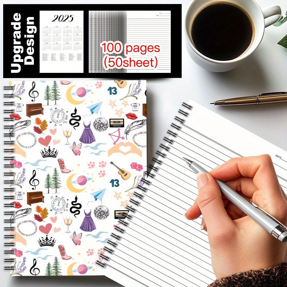 Whimsical Swifty Fan Spiral Notebook 100 Pages