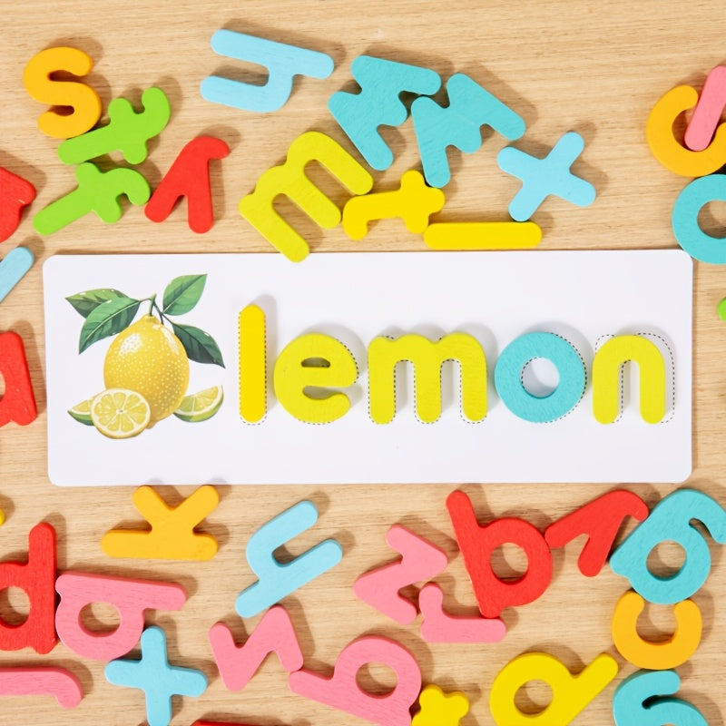Wooden Educational Toy for Kids Word Recognition & Spelling Memory Matching Game