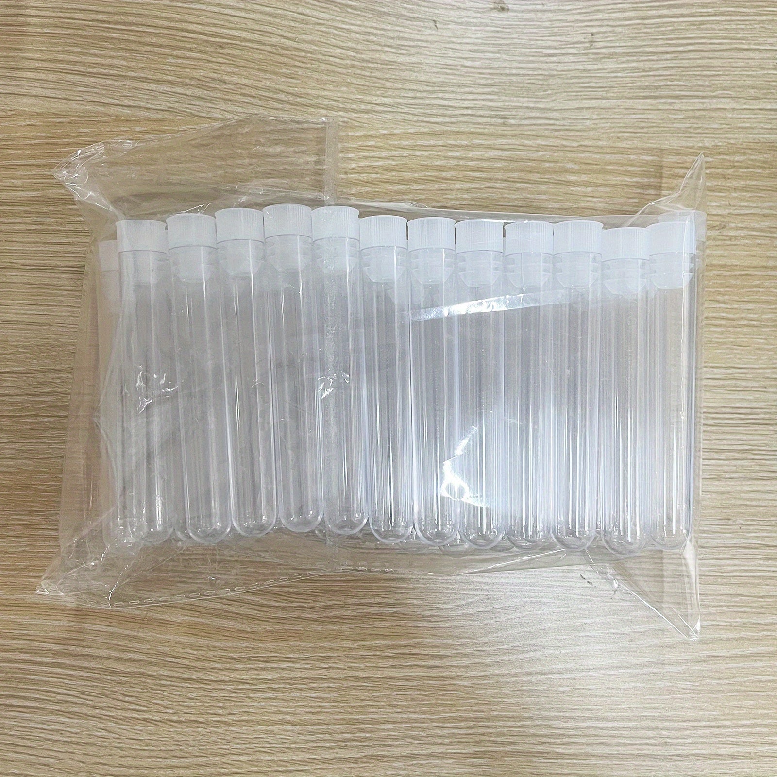 50pcs Clear Plastic Test Tubes with Caps 16x110mm 10ml