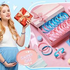 24pcs Team Boy Girl Gender Reveal Silicone Bands Pink & Mustache
