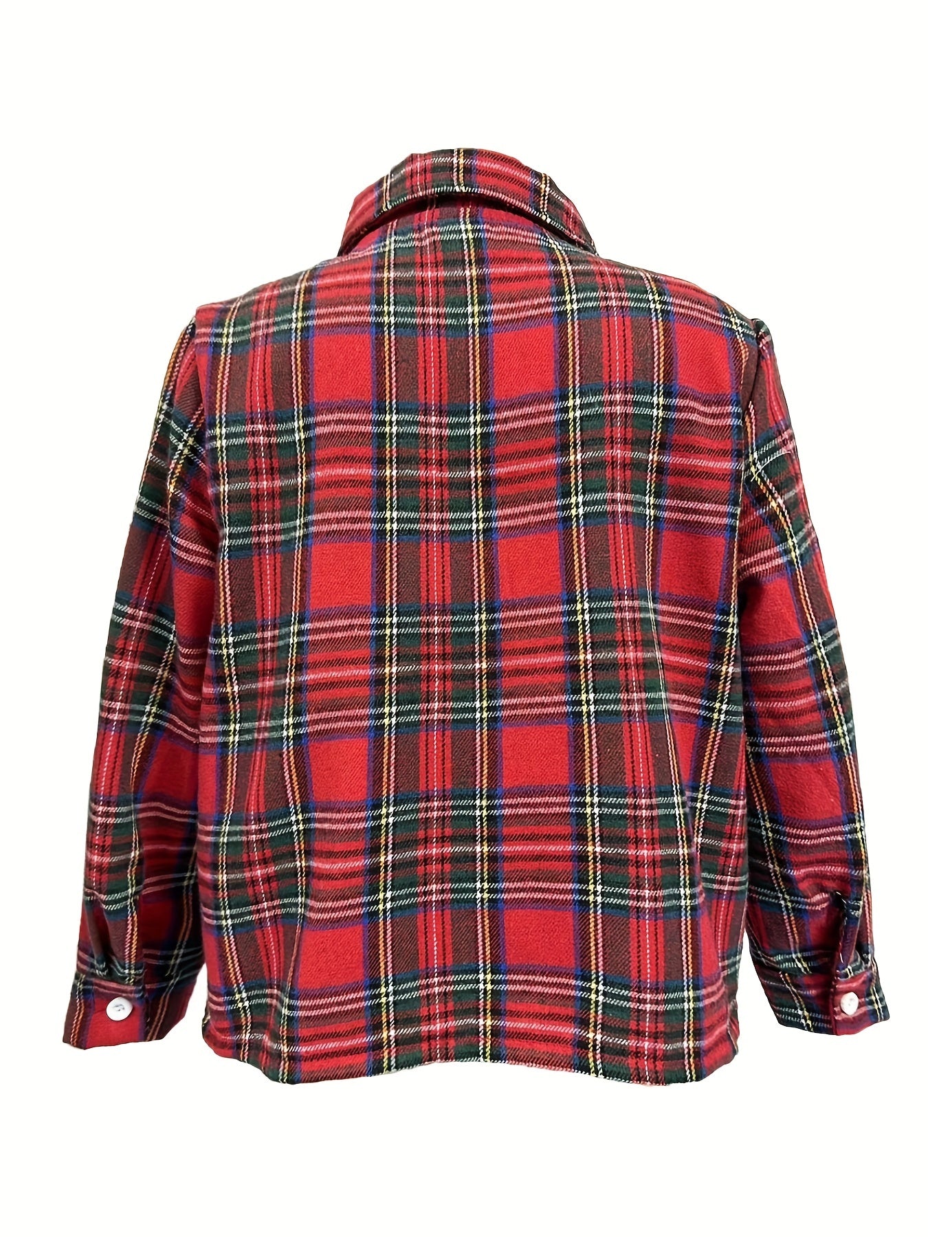 Boys Santa Plaid Shirts Long Sleeve Button Down Tops Spring Fall Outwear