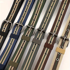 Striped Pattern Square Buckle Casual Belt For Daily Life Nylon Canvas