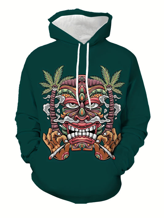 Monster Print Hoodie Graphic Hooded Pullover Mens Clothing Autumn Winter