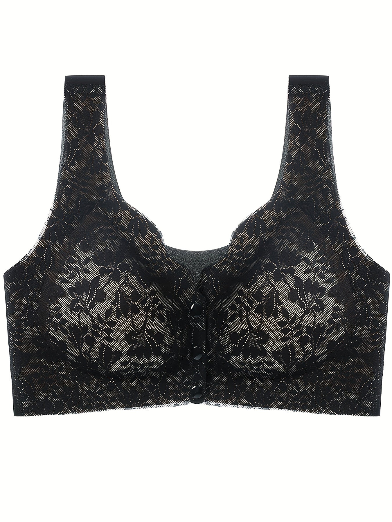 Lace Wireless Bra Front Buckle Comfy & Breathable Women's Lingerie