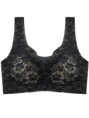 Lace Wireless Bra Front Buckle Comfy & Breathable Women's Lingerie