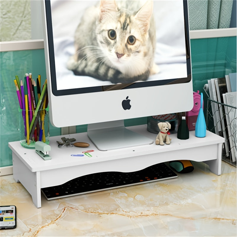 Wooden Desktop Monitor Stand with Storage Compartment