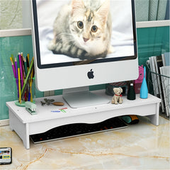 Wooden Desktop Monitor Stand with Storage Compartment