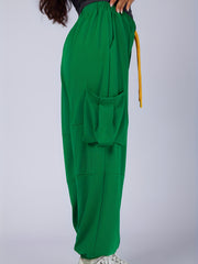 Women's Plus Elastic Drawstring High Rise Trousers