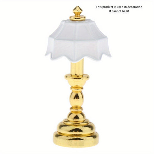1:12 Scale Metal Table Lamp Vintage Style Bedside Replica for Dollhouse