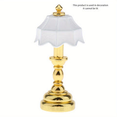 1:12 Scale Metal Table Lamp Vintage Style Bedside Replica for Dollhouse