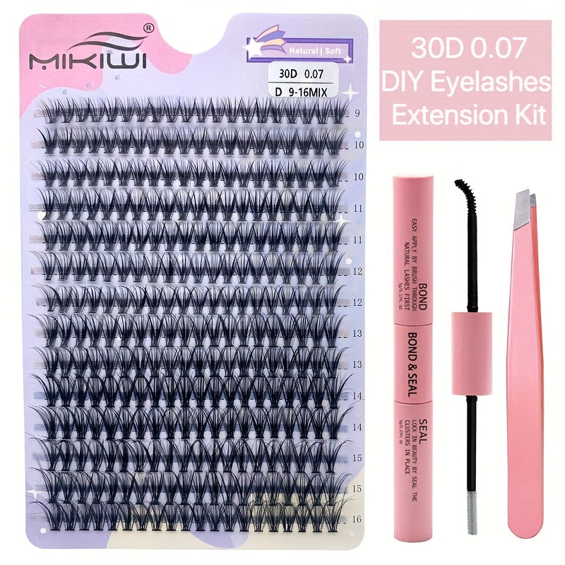 DIY Lash Clusters Kit - 2 in 1 Bond & Sealant Applicator - D Curling Volume
