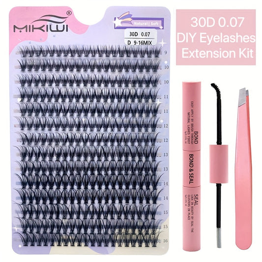 DIY Lash Clusters Kit - 2 in 1 Bond & Sealant Applicator - D Curling Volume