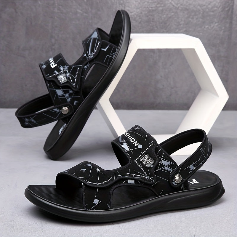 Men's Casual Slip On Slide Sandals with Hook & Loop Fastener