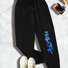  Butterfly & Lightning Print Drawstring Sweatpants