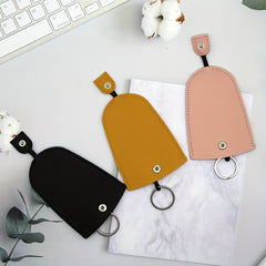 Key Pouch Organizer PU Leather Key Case w/ Pull Strap Ring