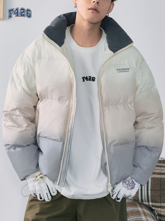 Men's Gradient Duck Down Coat Zip Up Puffer Jacket