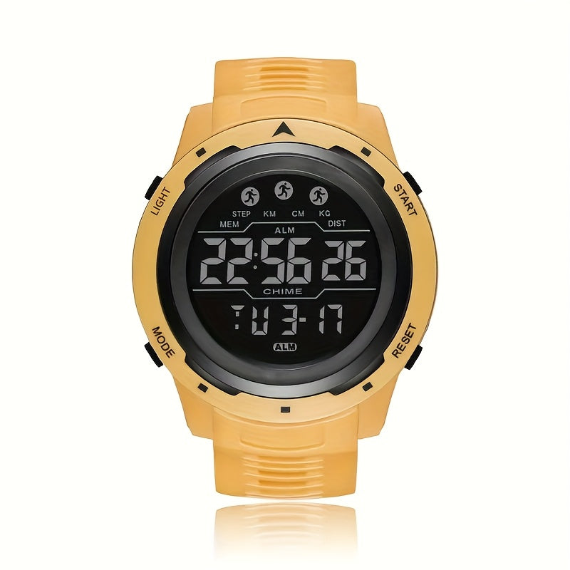 Men's Digital Sports Watch PVC Strap Plastic Case Button Powered