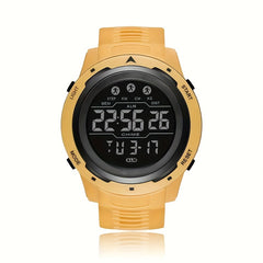 Men's Digital Sports Watch PVC Strap Plastic Case Button Powered