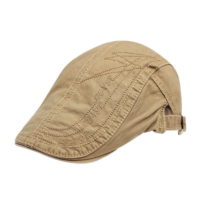 Men's Cotton Embroidered Letters Beret Hat Spring Autumn Adjustable Cap