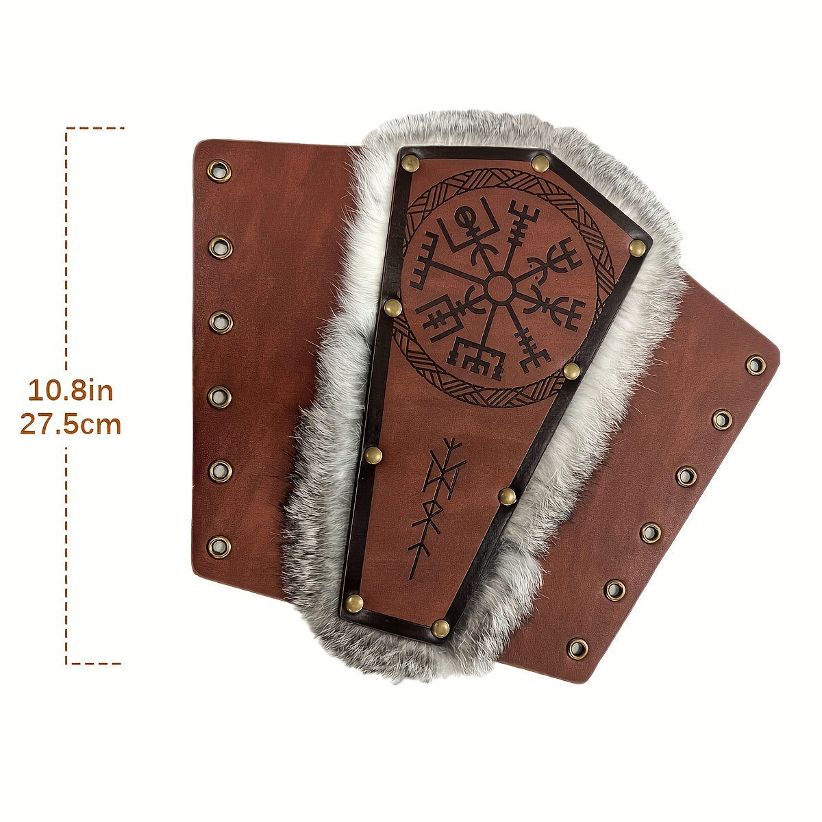 2pcs Viking PU Leather Rabbit Fur Bracers for Halloween Cosplay Props