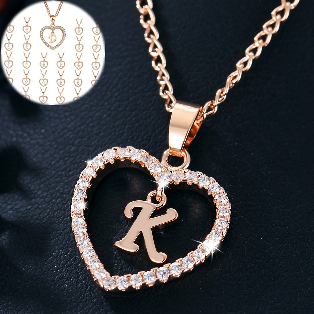 Heart Pendant Name Initial Necklace Zircon Heart Necklace Jewelry