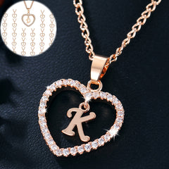 Heart Pendant Name Initial Necklace Zircon Heart Necklace Jewelry