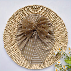 Striped Mesh Bow Hat for Girls