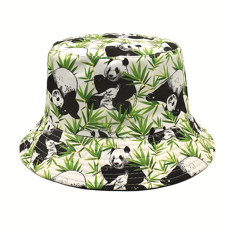 Panda Print Bucket Hat Double Sided Sun Hat