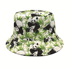 Panda Print Bucket Hat Double Sided Sun Hat