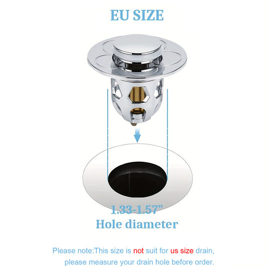 Stainless Steel Bathroom Sink Drain Pop Up Bounce Core Basin Filter Hair Catcher