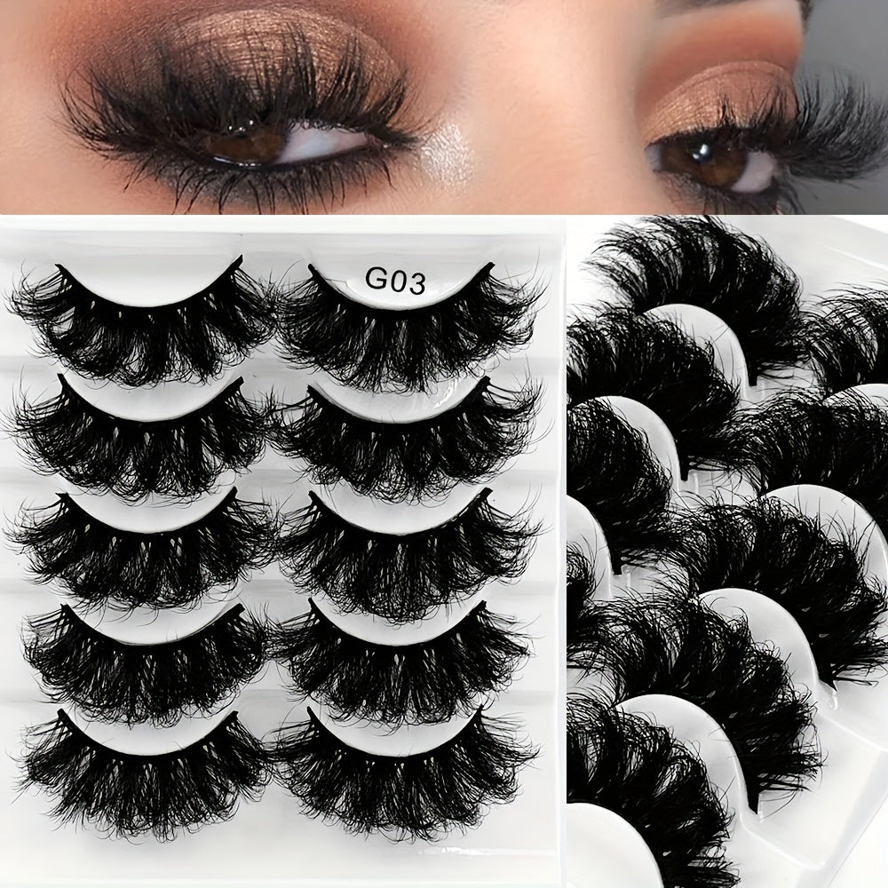 5 Pairs Crisscross Faux Mink Lashes Thick False Eyelashes Extension for Party
