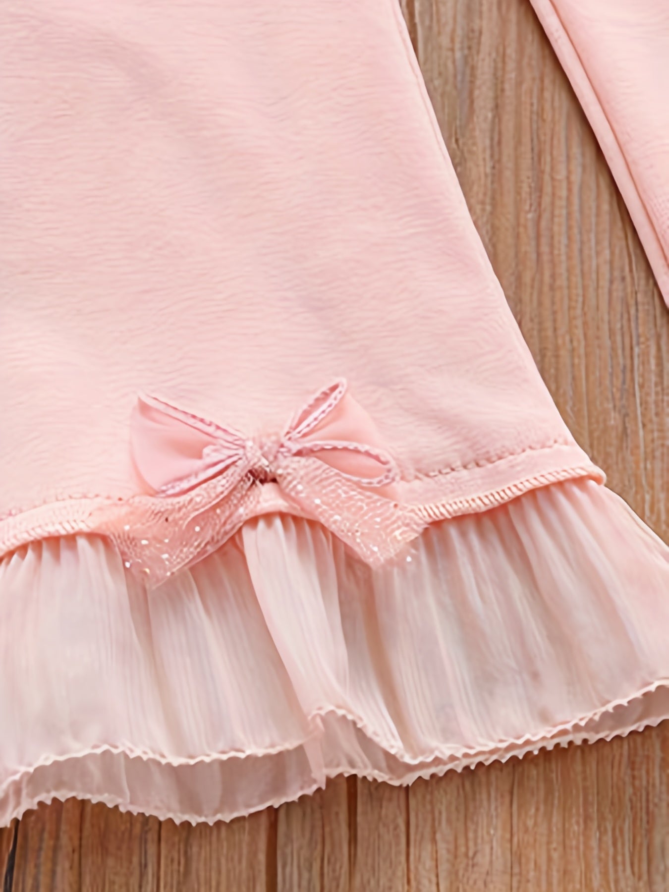 Girls' Bow Decor Flared Stitching Pants