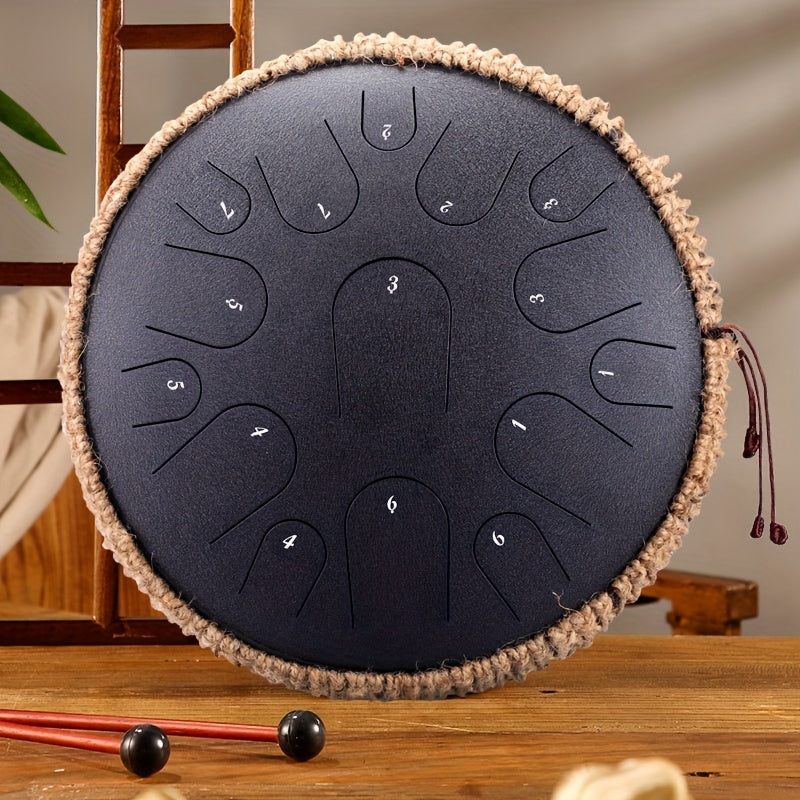 Steel Tongue Drum 15 Tone Handheld Tank Drum Percussion Instrument