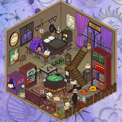 DIY House Magician Witch Library Scene Craft Decals Stickers for Scrapbooking
