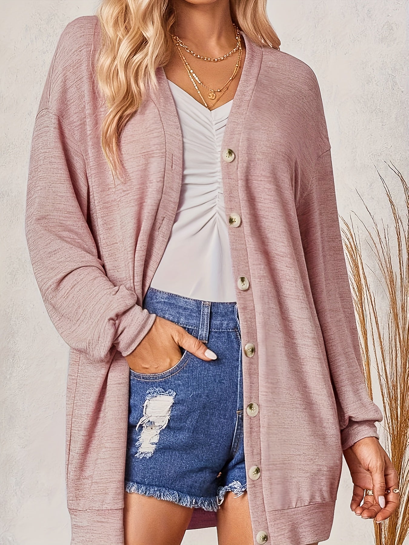 Women's Plus Size Solid Button Up Cardigan