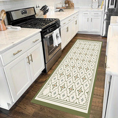 Green Geometric Pattern Kitchen Floor Mat
