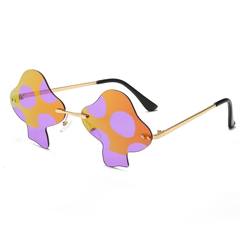 Y2K Mushroom Sunglasses UV400 Rimless Glasses