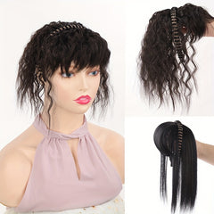 Short Curly Hair Topper w/Bangs & Headband Clip In Extensions