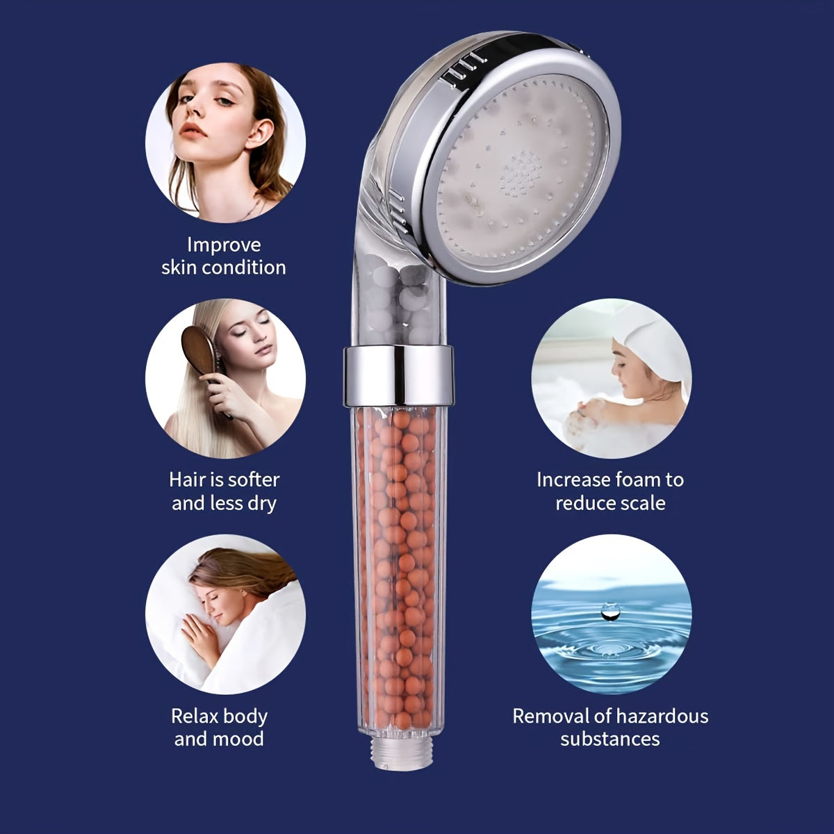 LED 7 Colors Shower Head Automatic Changing Light Water Saving High Pressure
