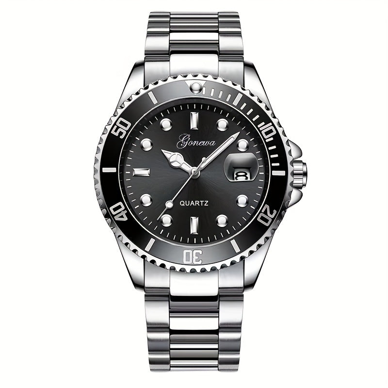 Men's Quartz Watch Luminous Calendar Steel Strap Wrist Watch