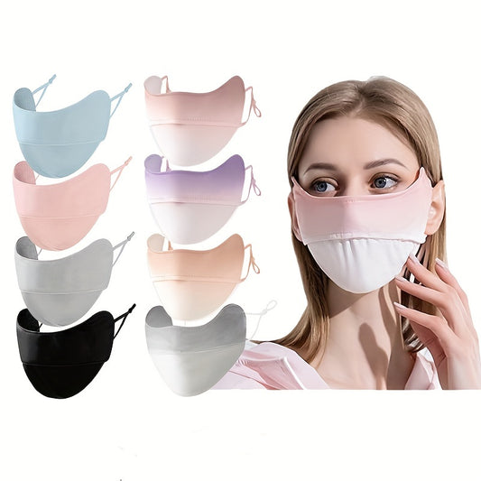 4pc Reusable Sunshade Face Mask Gradient UV Protection Washable Ice Silk