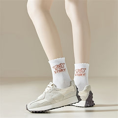 10 Pairs Women's Cartoon Print Mid Tube Socks