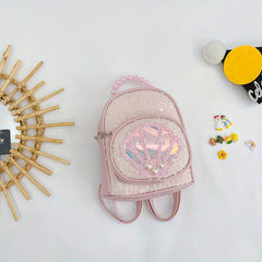 Sequins Backpack for Kids Faux Pearl Handle Bag