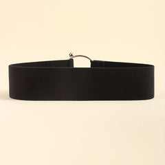 Round Buckle Elastic Belt Wide Waistband for Women