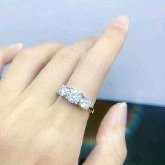 Three Stone 2.4 Moissanite Ring S925 Sterling Silver