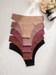 5 Seamless Solid Thongs Soft Comfy Stretchy Intimates Panties Women's Lingerie