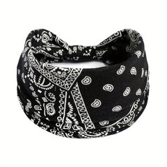 Hobo Headband Paisley Print Stretchy Headdress for Fitness Sports Yoga Women