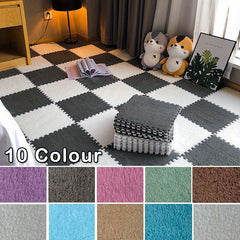 5pcs Anti-fall Bedside Mat Plush Foam Floor Mat Splicing Carpet